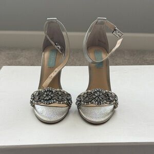 Betsy Johnson Elegant Silver Embellished Women's Heels